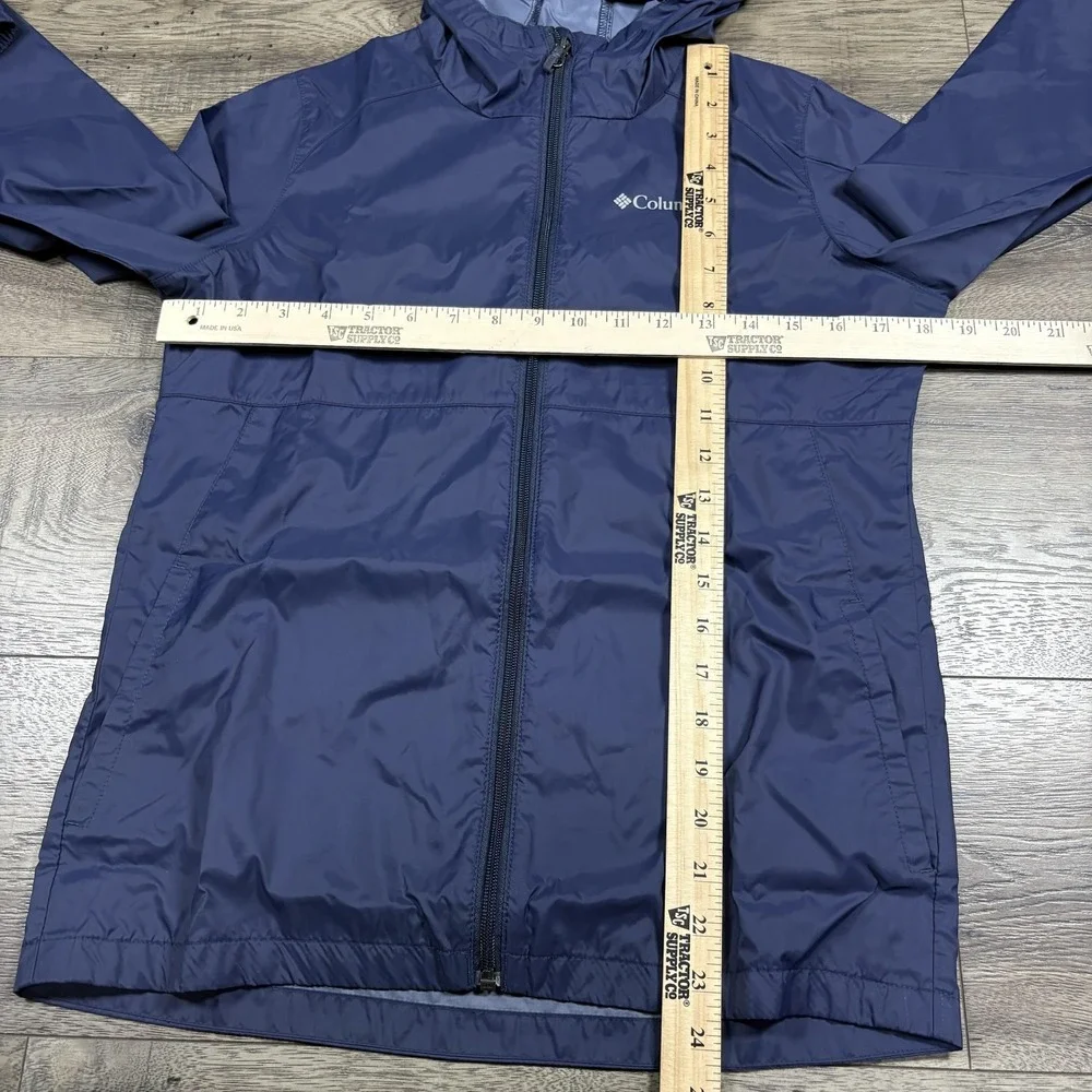 Columbia Jacket Unisex Kids Large Blue Hooded Full‎ Zip Windbreaker Lightweight